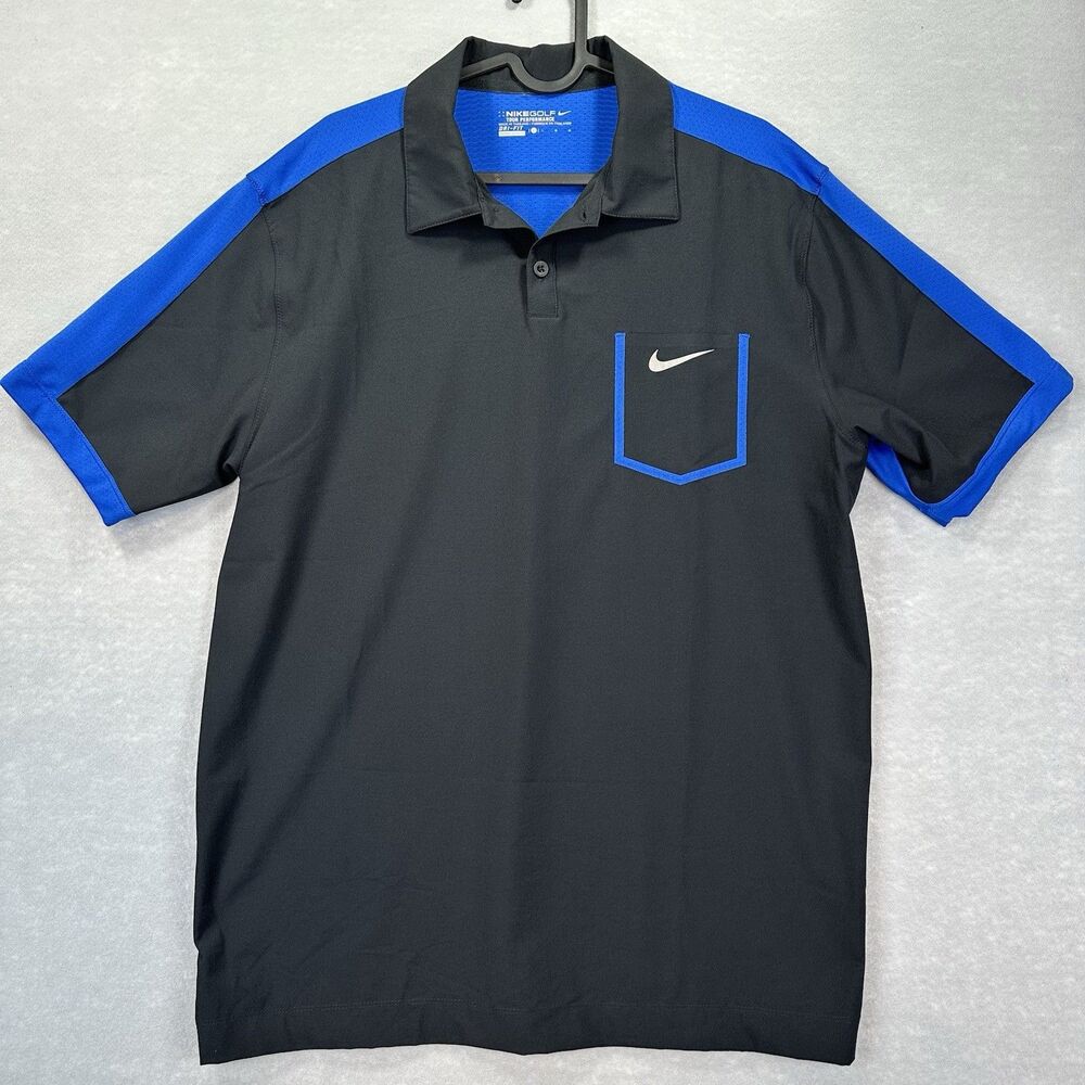 Nike Dri-Fit Men’s Golf Tour Performance Polo Size Large Full Mesh Back Black